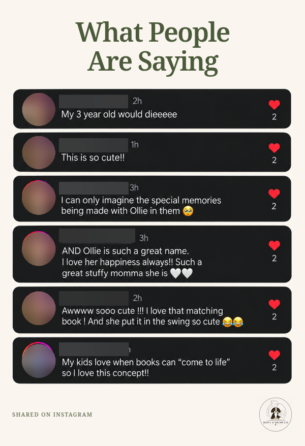 Genuine Instagram feedback about Ollie; handles and profile photos blurred