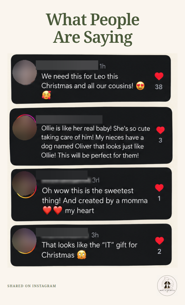 Genuine Instagram feedback about Ollie; handles and profile photos blurred